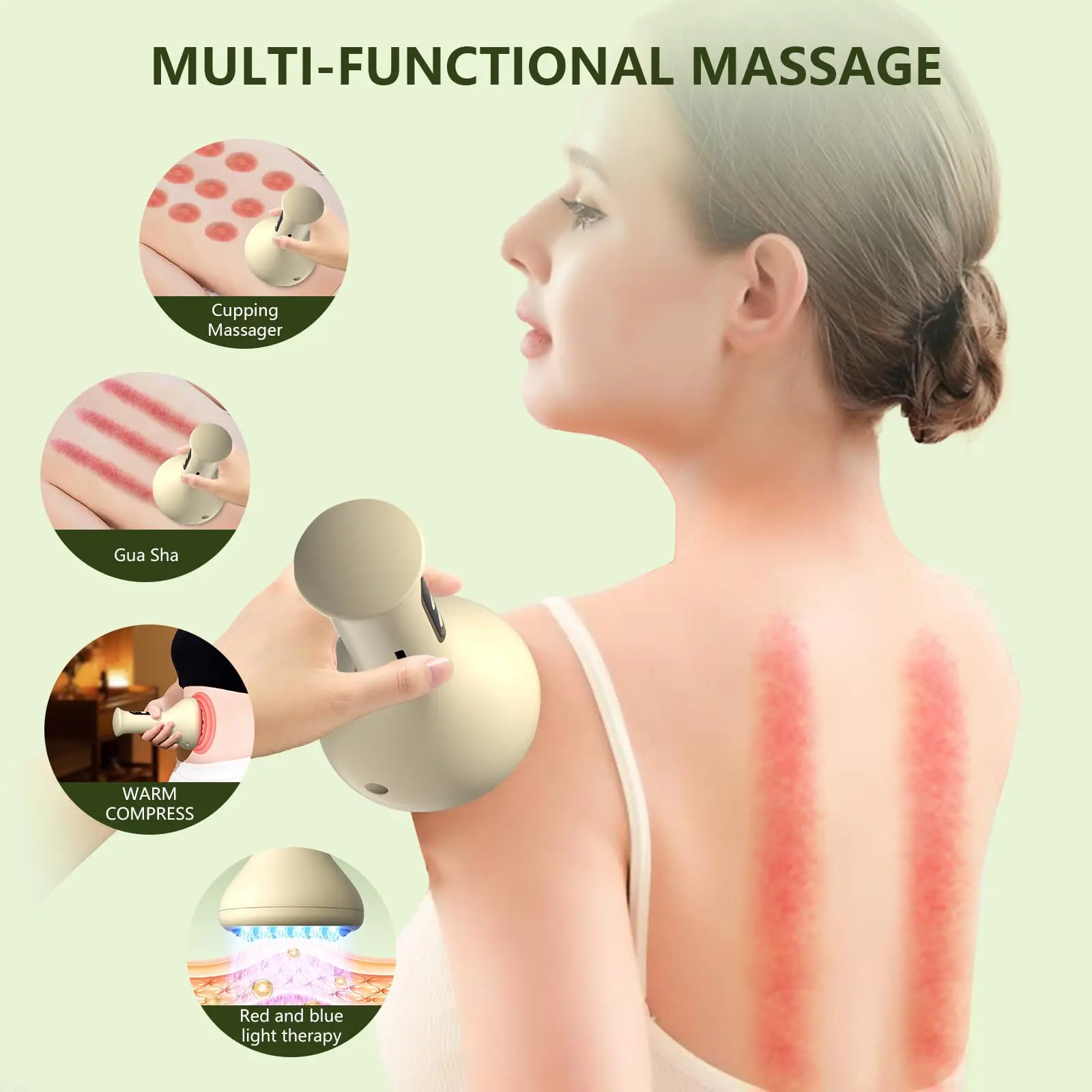 

Smart Cupping Massage Machine 9 Levels Vacuum Suction Cup USB Rechargeable for Hot Compress Arm Back and Leg Massage