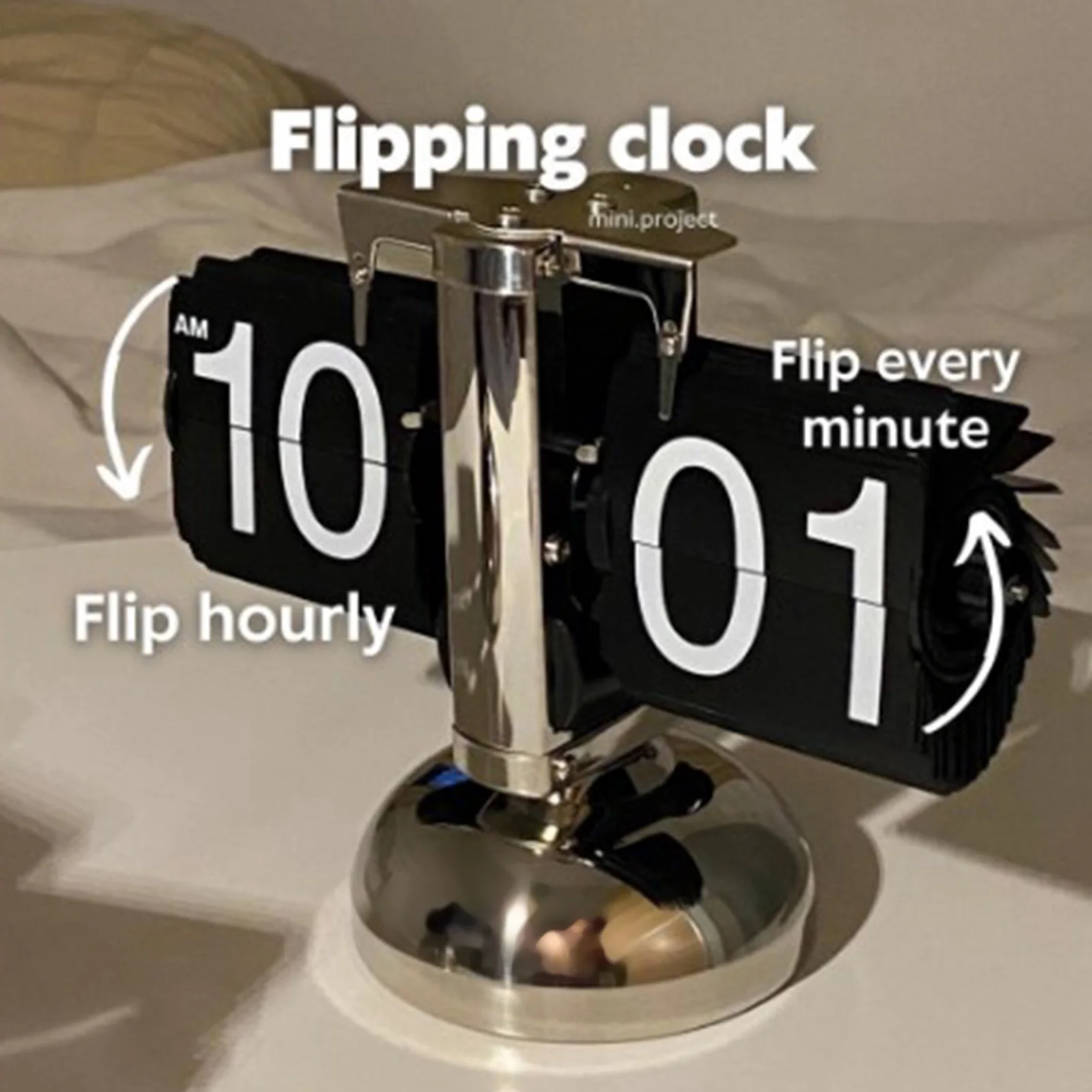 Flip Desk Clock Digital Flip Down Clock Retro Minimalist Single Foot Mechanical Auto Flip Clock Desk Clock for Home Livingroom