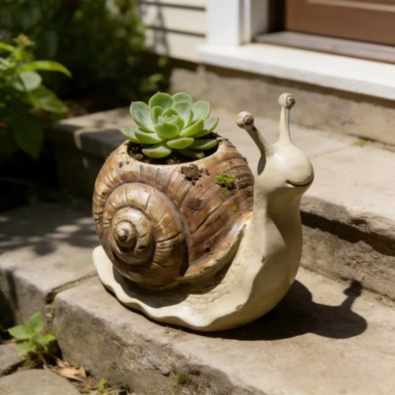 Snail Planter Pot Animal Resin Flower Pot Succulent Container Garden Decor