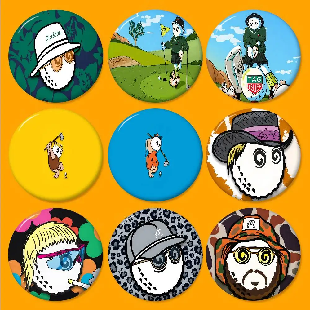 Fashion G-Golf Brand M-Malbon New  Brooches Soft Button Pin Funny Silly Gnarpy on A Skateboard Meme Badge Gamer Collection Gifts