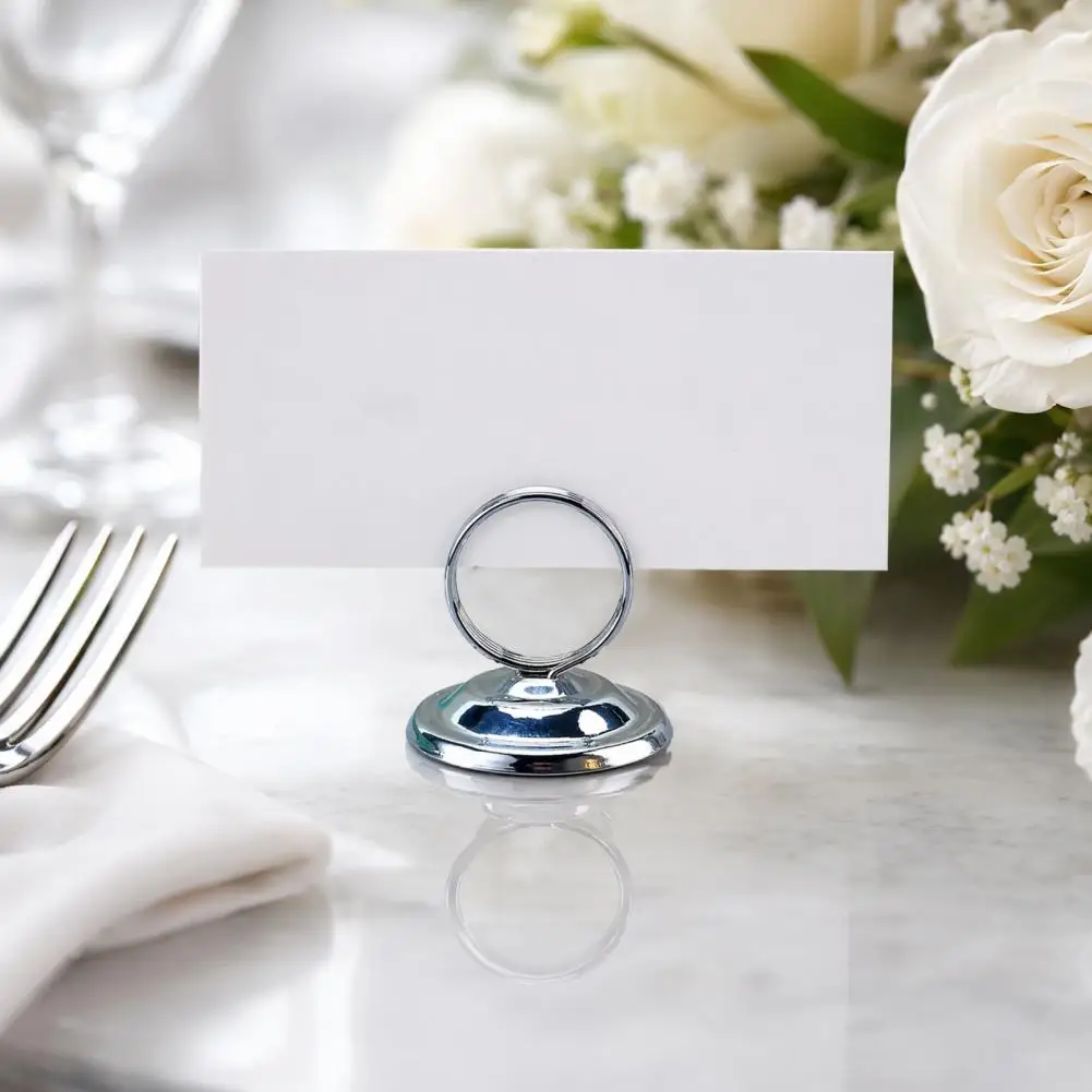 Electroplated Card Stand Metal Table Number Holder Split-ring Place Card Stand Foodservice Menu Display for Restaurant Wedding