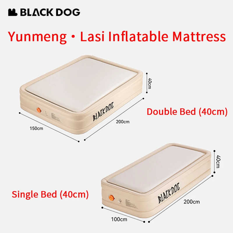 BLACKDOG 40cm Thick Inflatable Mattress Built-in Air Pump Hands-free Single/Double Home Use Outdoor Camping Tent Mat Portable
