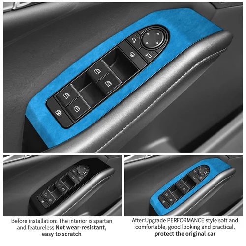 Imagen 2 del producto Para Mazda 3 Axela interruptor de ventana de coche elevador Panel de Control molduras de Marcos pegatina accesorios de ajuste Interior de coche hechos de Alcantara