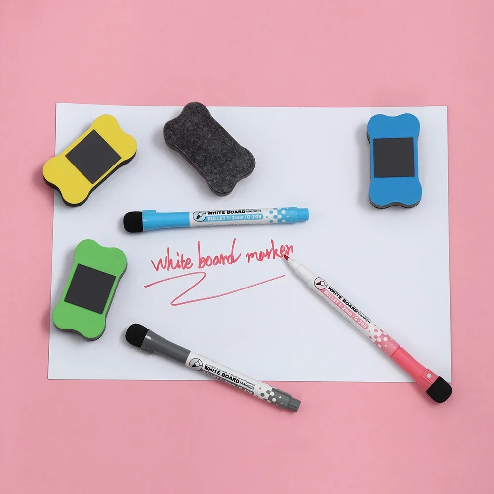 5 Pcs Bone Shape White Erase Magnetic Erase Colorful Blackboard Tool