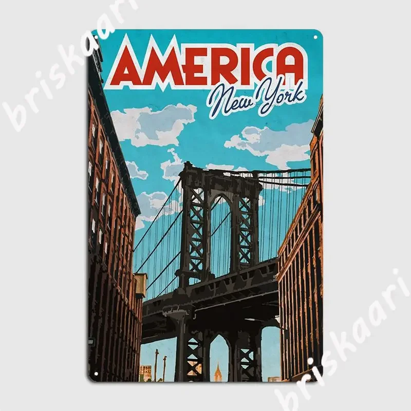 New York City Vintage Travel Art Poster Metal Plaque Pub Garage Plaques Club Decoration Tin Sign Poster