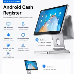 4G+32G Android 11 Cash Register 15.6 Inch Touch Screen POS Terminal Desktop Cashier Machine With RJ45, WIFI, BT Loyverse Kahero