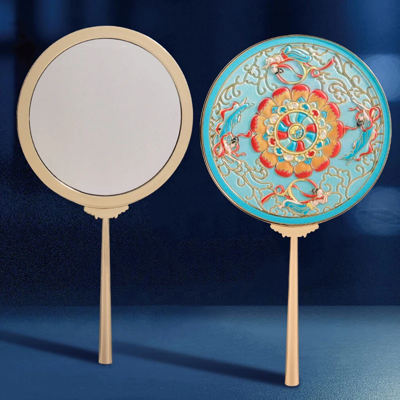 Dunhuang – miroir de maquillage stérique, style chinois, miroir à main texturé papillon, miroir cosmétique en métal, 1 pièce