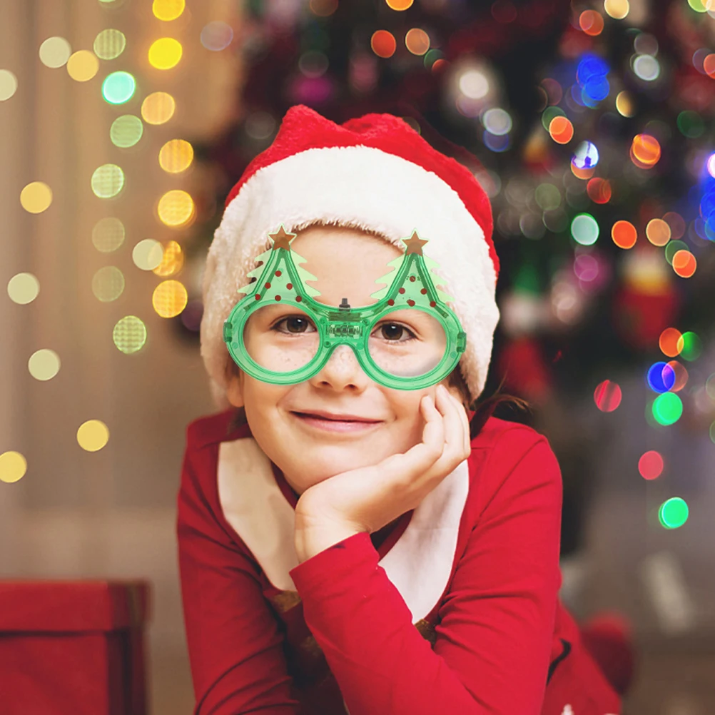 

2 шт. мигающие очки Рождественская елка с подсветкой Реквизит для вечеринки Праздничные украшения Фотобудка Веселые очки Рождественские аксессуары