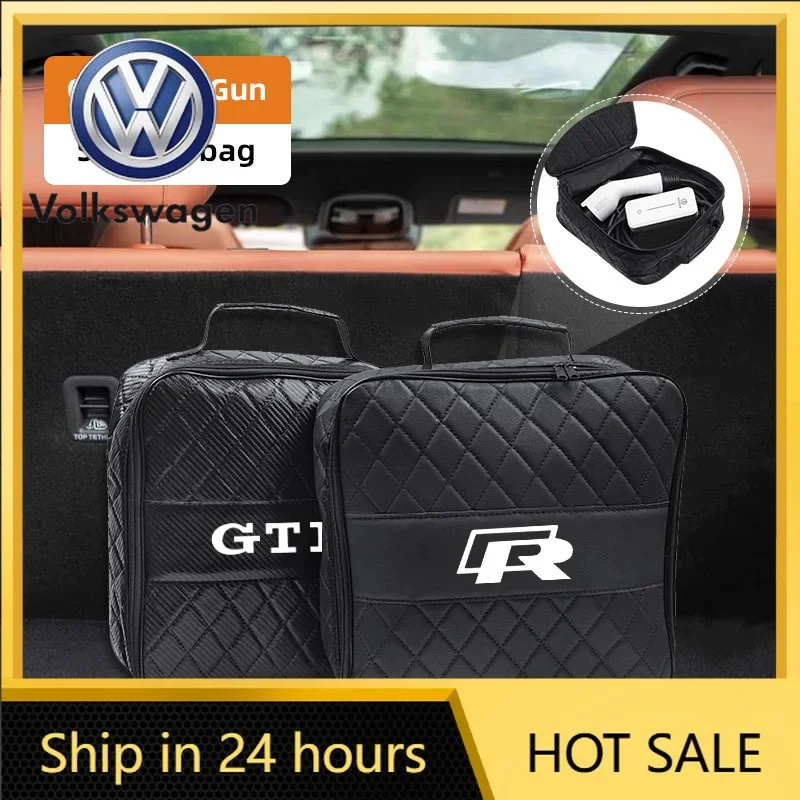 

2026 Hot Car Charging Gun Leather Bag Storage Box Auto Accessories For VW Atlas Jetta Touareg Variant Golf Polo GTI Taos Nivus P