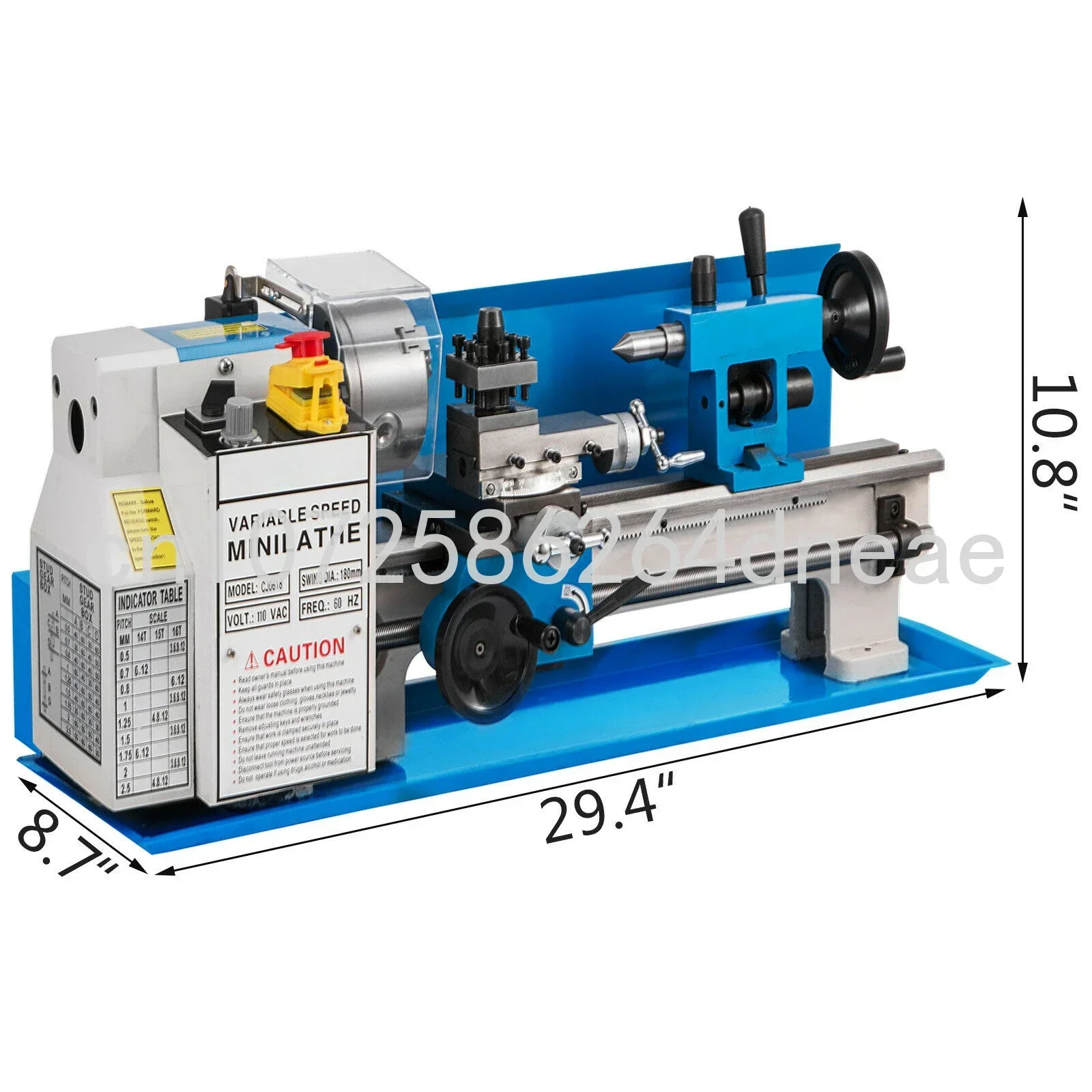 550W Bench Top Metal Lathe Mini Metal Lathe 0-2500 RPM Variable Speede with 4 / 3-jaw Chuck