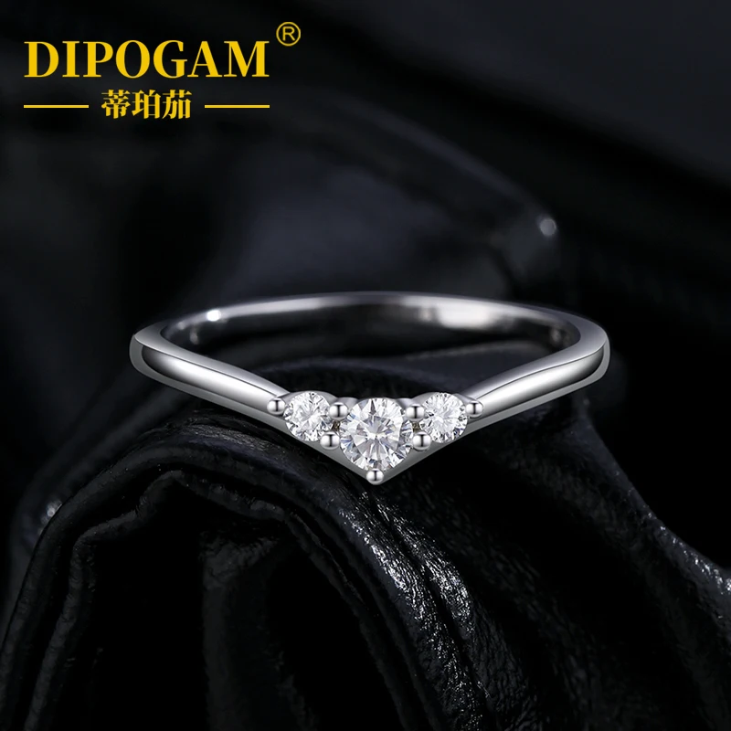 

DIPOGAM простое кольцо с вечным муассанитом из чистого серебра 925, сверкающее минималистичное тонкое обручальное кольцо, женское изысканное ювелирное изделие, подарок