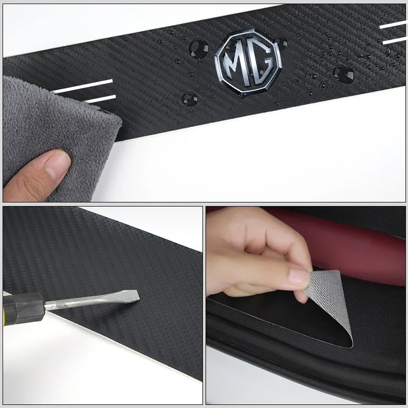 4/8pcs Carbon Fiber Car Door Sill Scuff Plate Cover Trunk Bumper Protection Stickers for MG ZS ZST HS MG3 MG4 EV MG5 MG6 MG7 GT