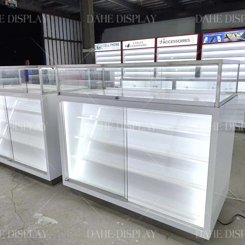 custom.Popular Store Design Idea Wooden Wall Shelf Display Cabinet Mobile Phone Shop Cases in USA