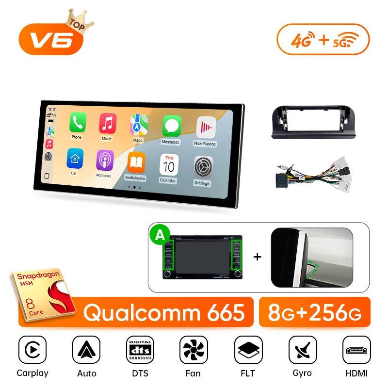 Ainavi 12.3 inch autoradio voor Toyota Corolla E210 2019 2020 2022 2024 2026, draadloze Carplay, Android Auto, multimediaspeler, BT 5.0, gyroscoop, HDMI-uitgang, gebaarbesturing, ingebouwde