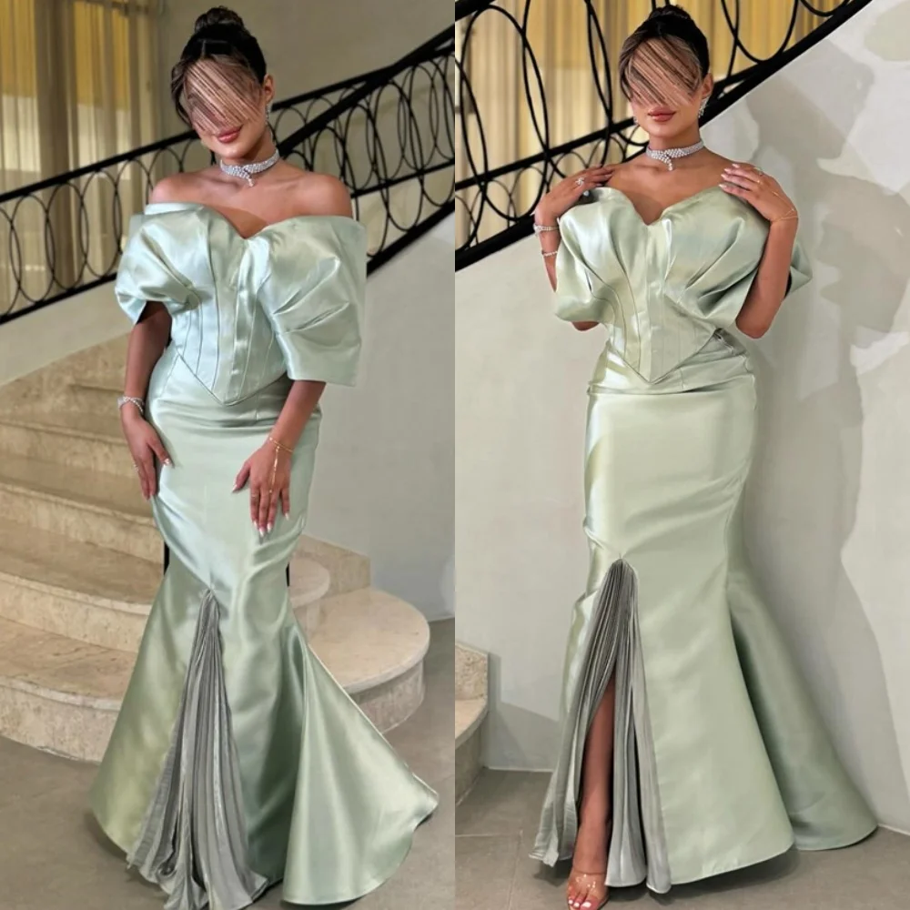 Customized Mermaid Modern Satin Evening Dresses Classic Off the Shoulder Homecoming Dresses Temperament Special Occasion Gowns