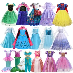 Disney Girls Elsa Anna Dress Children Princess Carnival Dress Kids Jasmine Rapunzel Flower Disguise Cosplay Christmas Costume