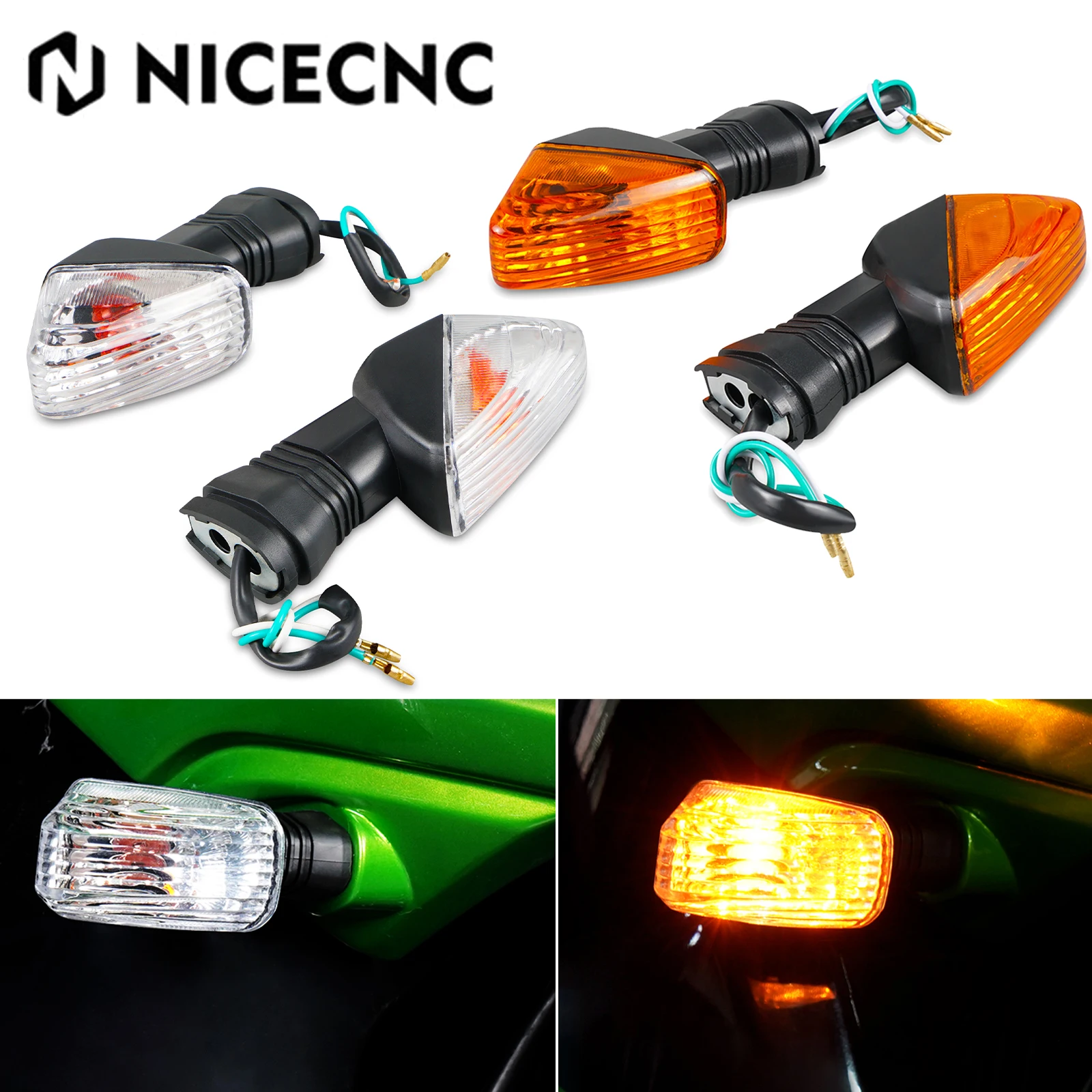 

Front Rear Turn Signal Indicator Lights For Kawasaki KLE500 KLE650 KLE 500/600 VERSYS KLR650 KLR 650 NINJA ZX-6R ZX-6RR Z750S