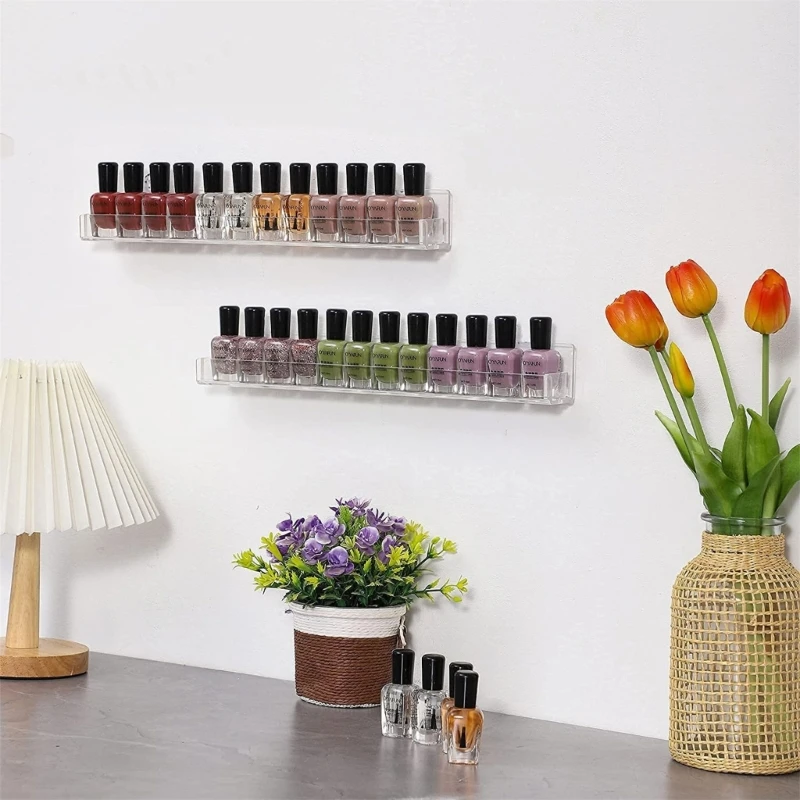 Wall Hanger Acrylic Nail Polish Display Stands Transparent Organizer Rack Wall Mounted Holders Nail Polish Stores Decoration