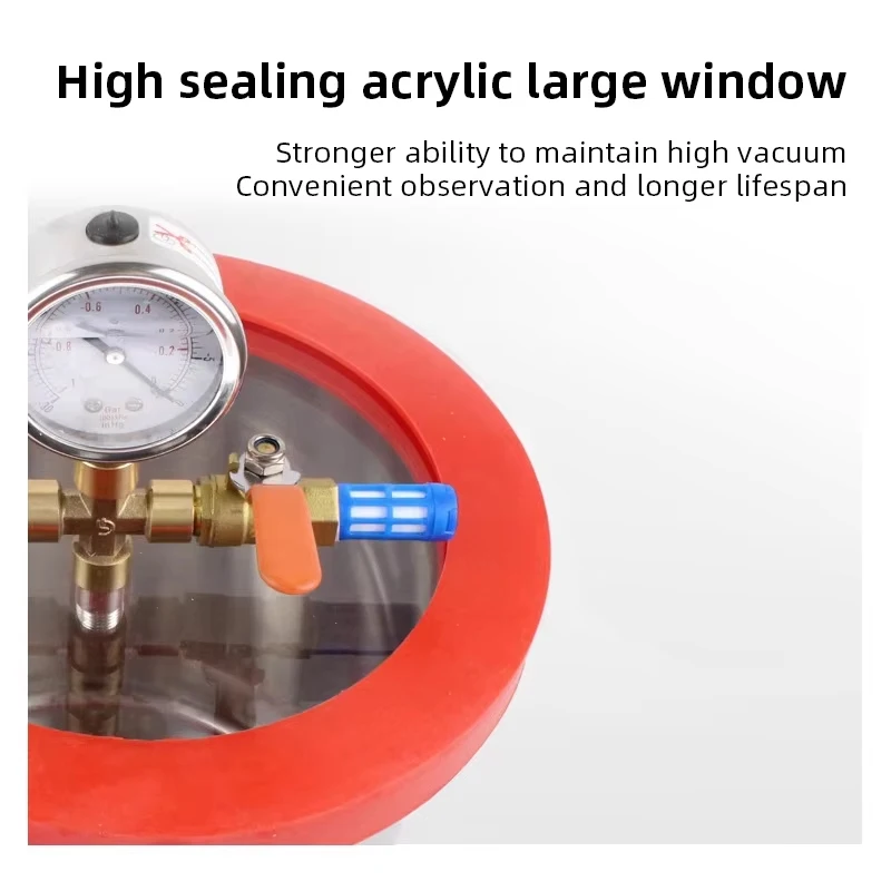 مكنسة من الفولاذ المقاوم للصدأ غرفة التفريغ 3L فراغ إزالة الرغوة برميل لراتنجات السيليكون AB لاصق 20x13 سنتيمتر غطاء أكريليك #3