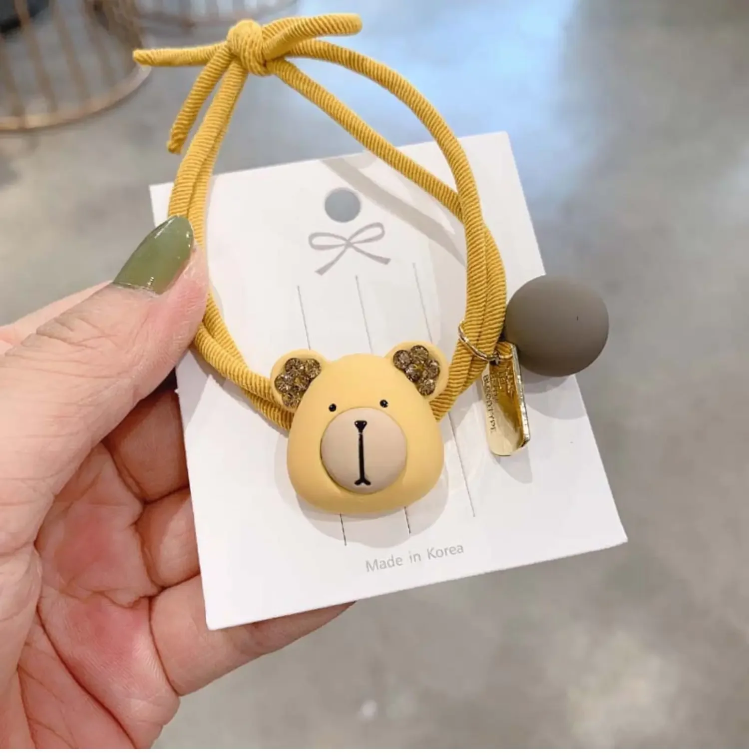 Cute Teddy Bear Rubber Band Hair Rope Girl Ponytail Fixed Princess Ball Head Dopamine Sweet Headband New Accessories