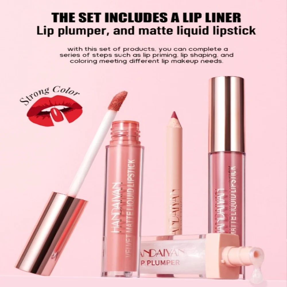 Delineador de labios regordete que no se decolora, juego de regalo de esmalte de labios mate, 6 uds., Cosméticos de labios hidratados ligeros de Color fácil resistente al agua de larga duración