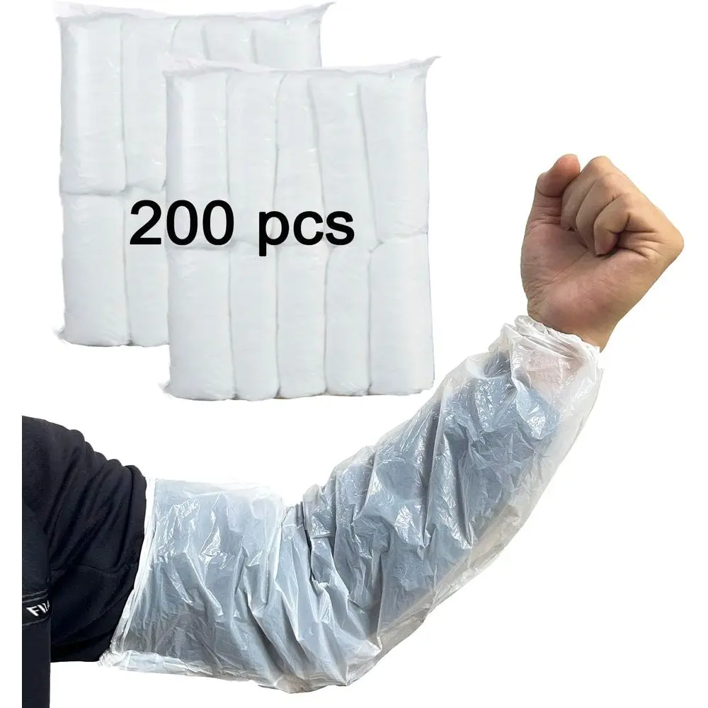 

Disposable Oversleeves Covers, 200PCS Plastic Arm Sleeves Covers or Painting Repairing Cleaning Tattooing - White