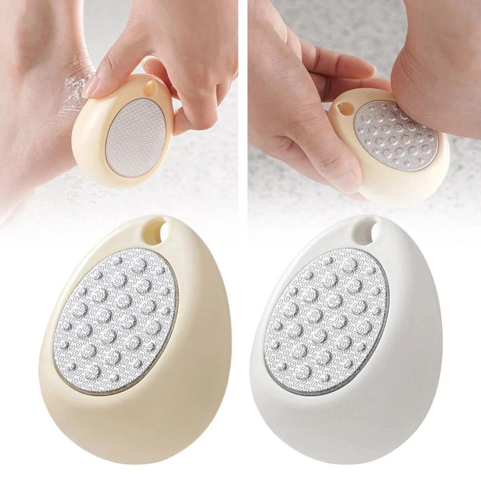 أداة باديكير مزيل مسامير القدم مزدوجة الجوانب مع مقبض مضاد للانزلاق للاستخدام الجاف والرطب والعناية بالقدم أثناء السفر باللون الأصفر والأبيض