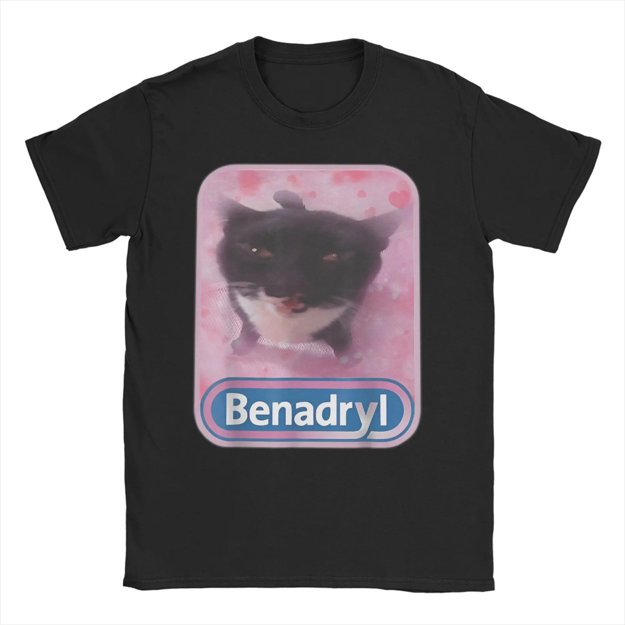 Camisetas Benadryl Meme Cat Benny, fofas e engraçadas, masculinas e femininas, camisetas de algodão puro, gola redonda, manga curta, roupas plus size