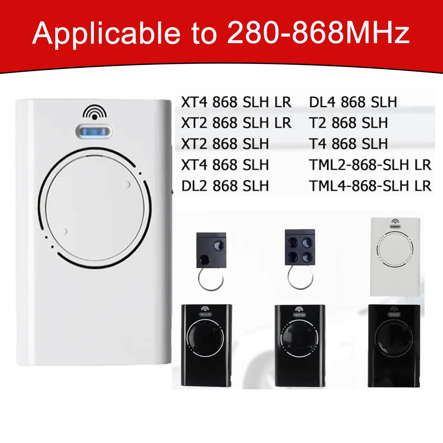

868MHZ , Compatible with XT4 868 SLH LR, XT4 868 SLH, XT2 868 SLH, XT2 868 SLH LRGarage Door Garage Remote, 2 Channels, White