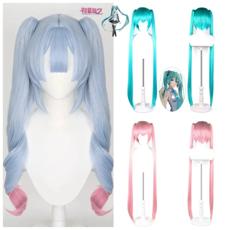 Hatsune Miku Peripheral Cosplay Natural Hair Wig Heat Resistant Super Long Synthetic Wigs with Bangs for Women Water Wave Gift