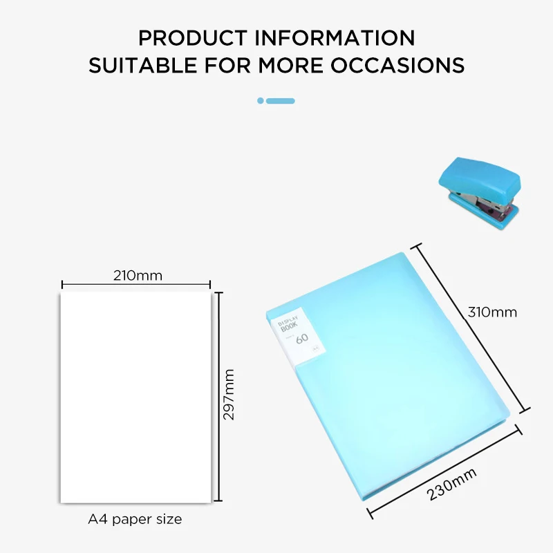 A4 Display book with 20/30/40 pockets Transparent Folder Student Test Papers Organize Document storge Stationery Office supplies