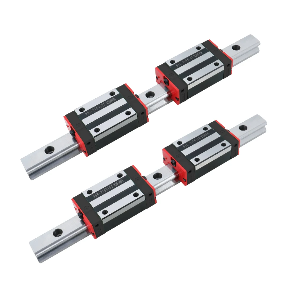 HLTNC 4 Pcs 15 mm Square Type Slider Linear Guide Rail and Linear Bearing Block HGH15CA Slider CNC Parts Track