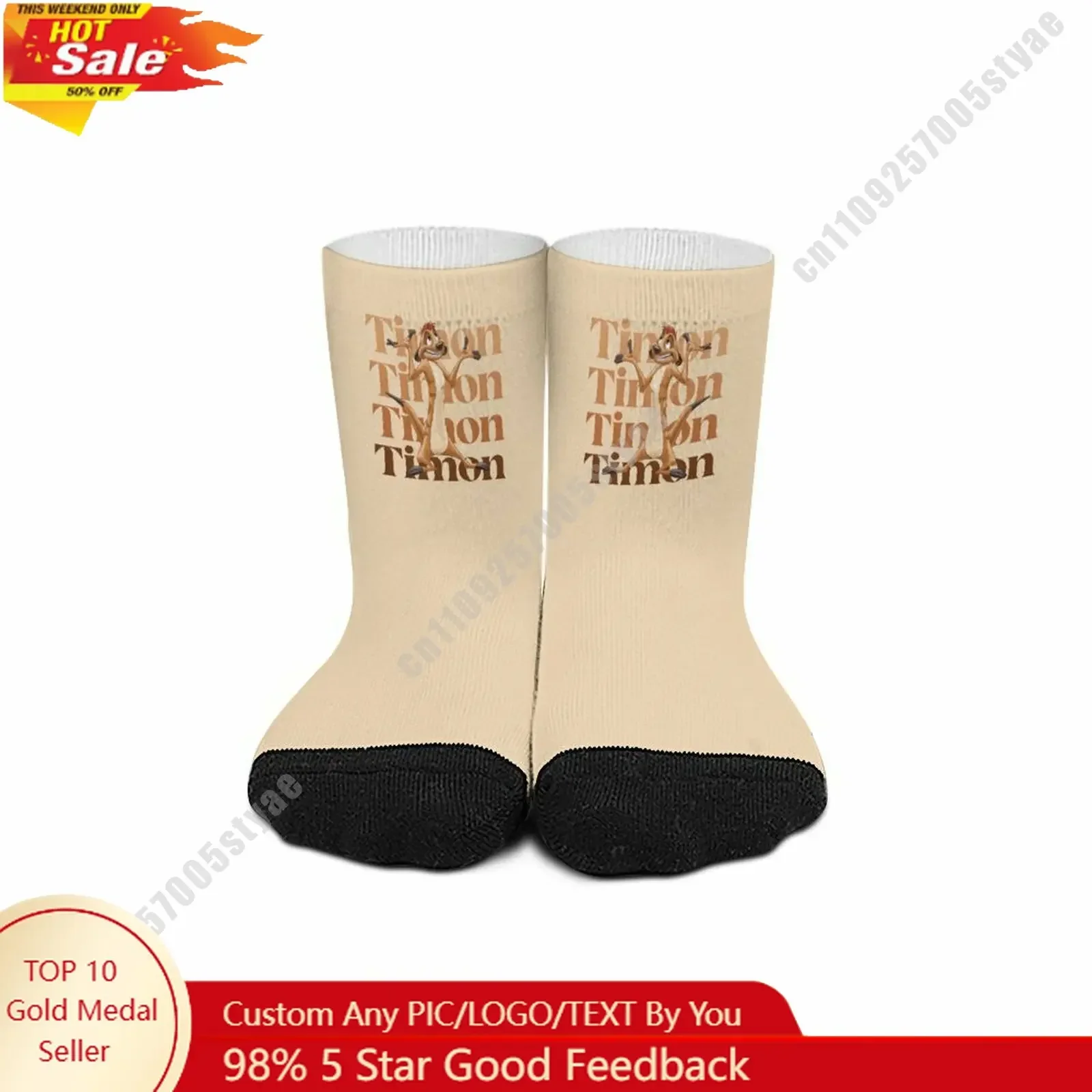 

Timon Mid Calf Socks Disney Cartoon Custom Design Printed Logo Photos Text DIY Sweat Wicking Socks Sports Socks Birthday Gift