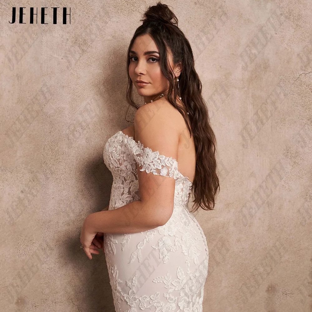 El exquisito vestido de novia de la Sra. jeheth aumenta el tamaño del vestido de novia hombro con hoJEHETH-exquisitos vestidos de novia sin espalda para mujer, talla grande, hombros descubiertos, sirena, escote corazón