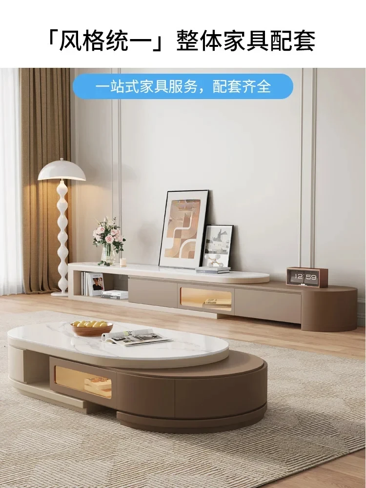 طاولة قهوة قابلة للسحب، خزانة تلفزيون، مزيج من الرياح الكريمية، غرفة المعيشة المنزلية، بلاطة صخرية