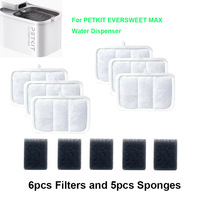 6 Filters and 5 Sponges Set Cat Fountain Accessories Replacement for 3L PETKIT Automatic EVERSWEET MAX Cordless Water Dispenser