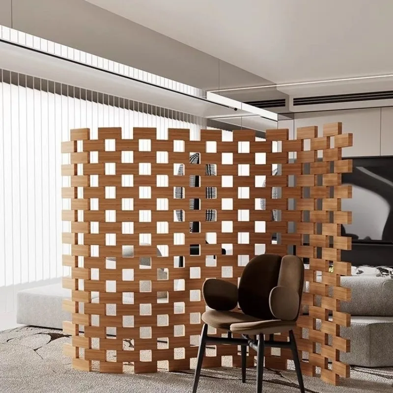 

Original solid wood folding building block screen, Nordic Japanese creative entrance partition