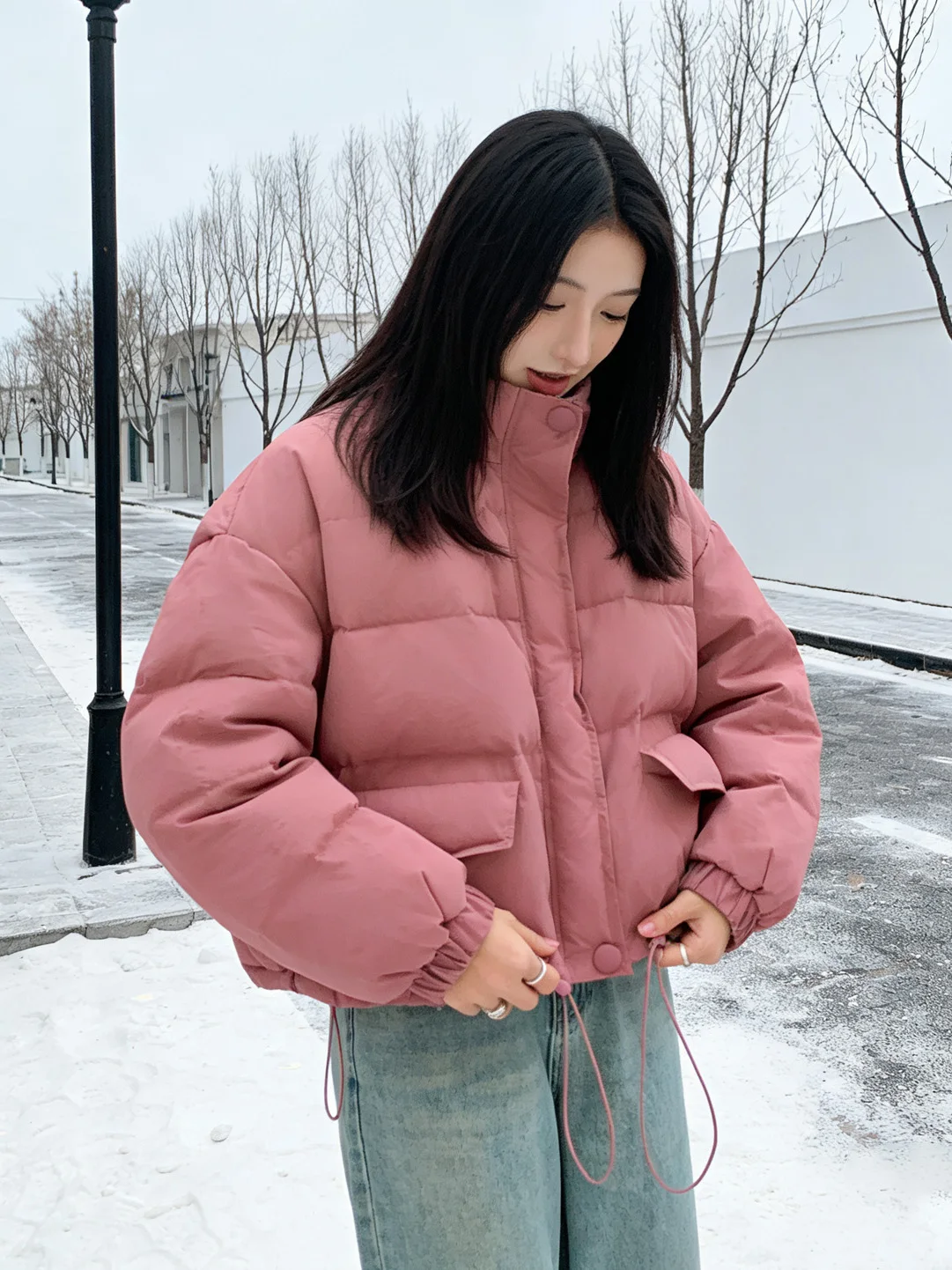 

Stylish Thickened Short Cotton Jacket Women's Fashionable Casual Outerwear Korean Version Winter Coat Trendy Zipper Closure