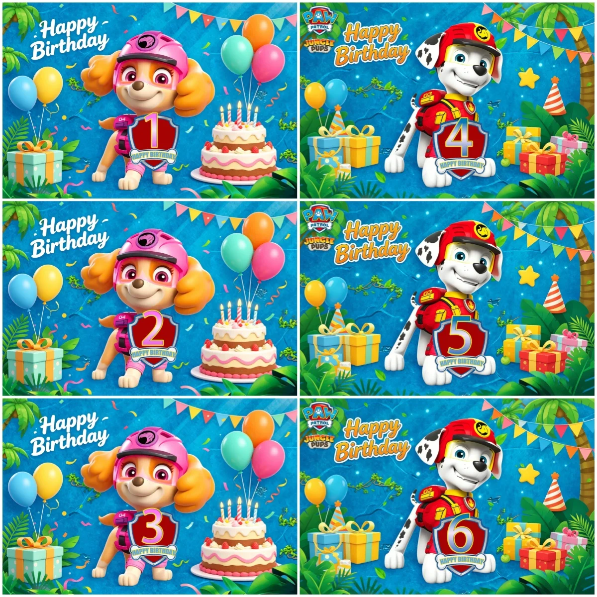 

PAW Patrol 1-15th Birthday Party Decoration Banner Puppy Dog Marshall and Skye Photography Background Poster Boys Girls Gifts