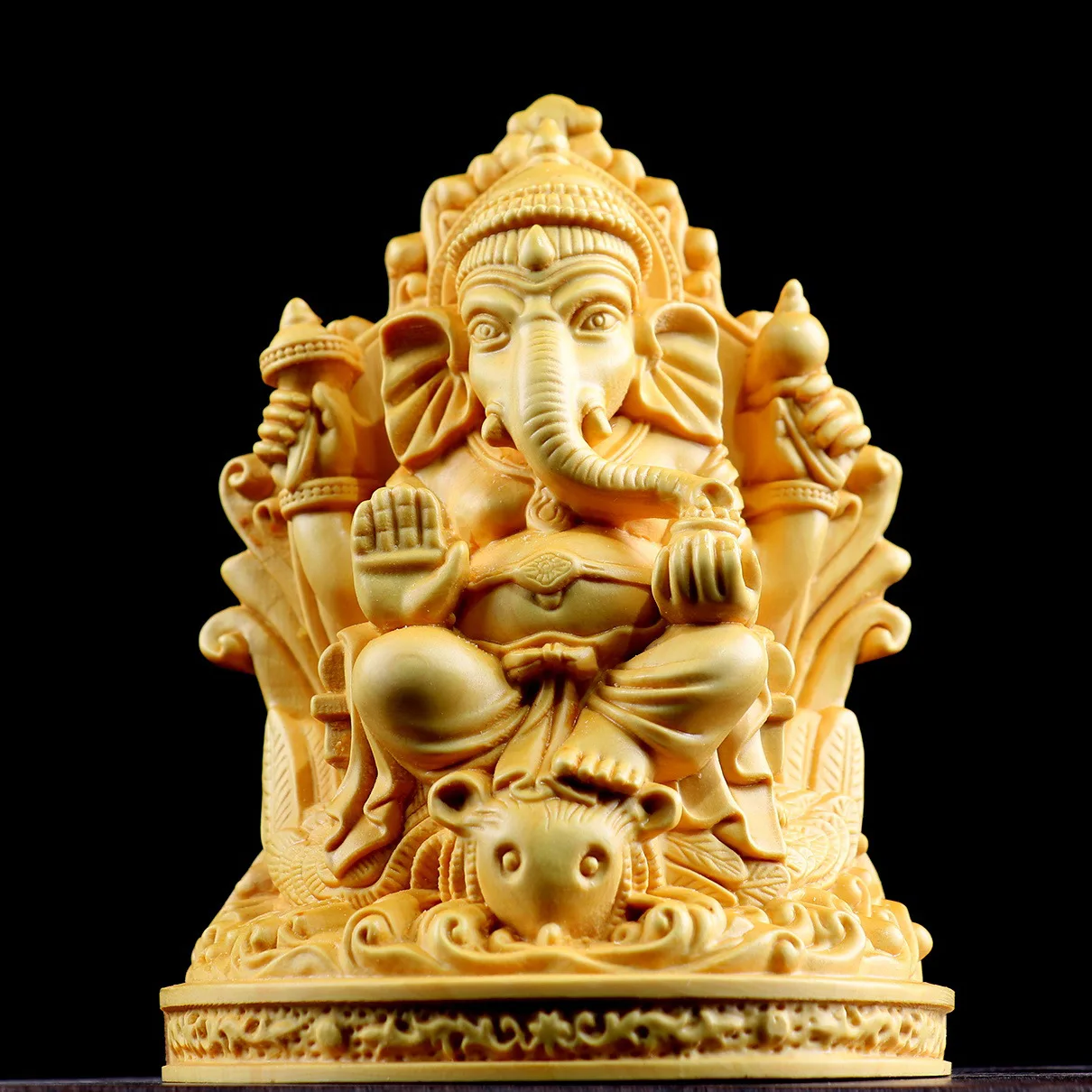 

Solid Wood Elephant Trunk God of Wealth Guardian Style Living Room Entrance Buddha Statue Decoration Home Decorations Crafts