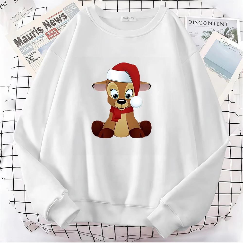 عيد الميلاد الأيائل طباعة المرأة هوديس الخريف الشتاء عيد ميلاد سعيد كم طويل البلوز عارضة البلوز جولة الرقبة للجنسين قمم