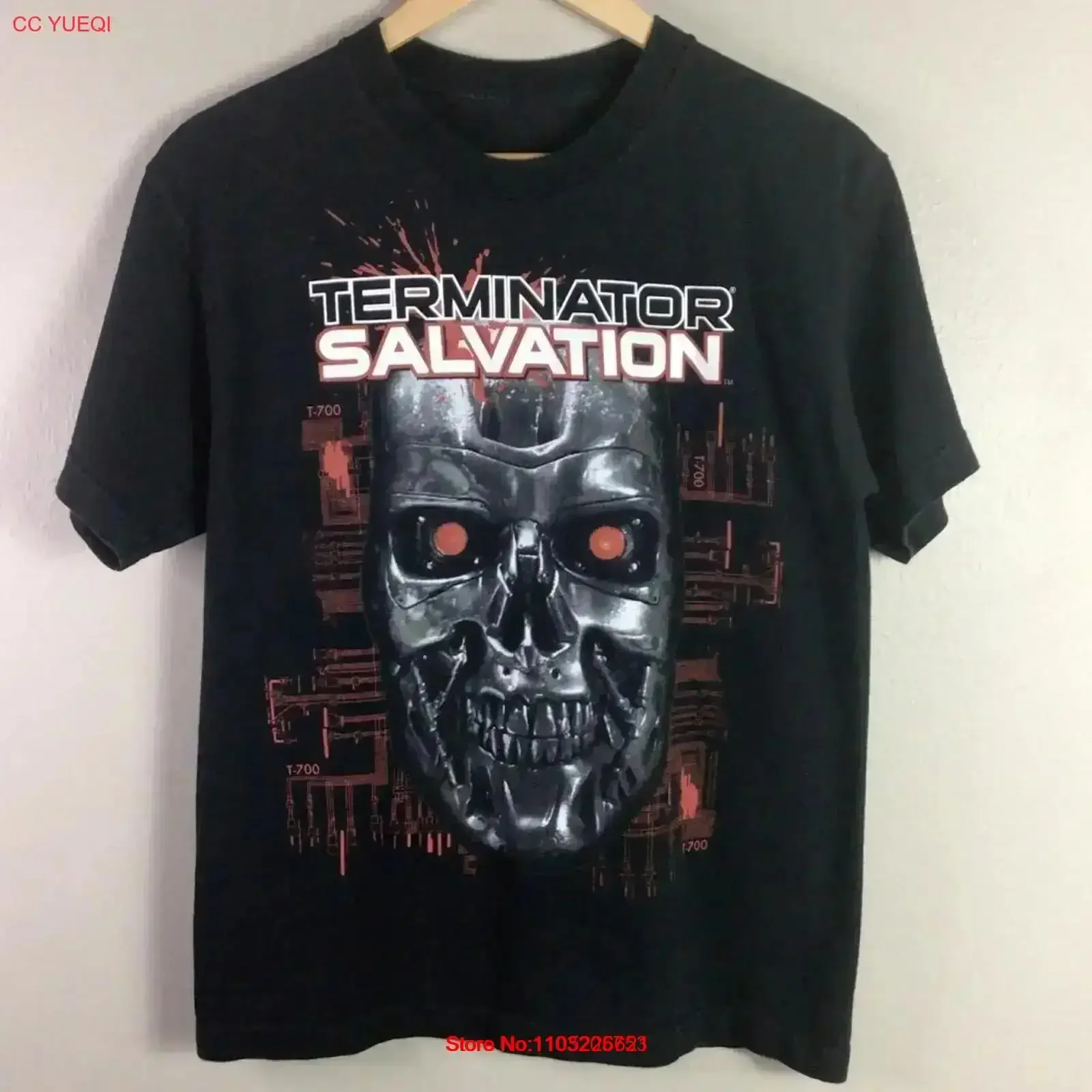 Vintage Terminator Salvation Movie Promo camiseta negro medio lavado transpirable elegante ligeramente diseñador ropa vintage suave