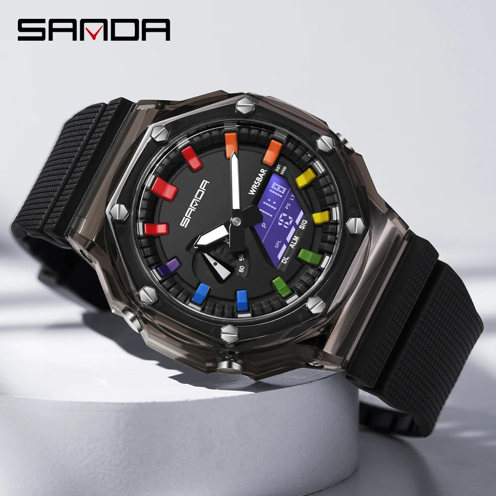 Transparent Electronic Watch Multifunctional Fashionable Korean Version MEN\'S Diving Watch Alarm Clock Shock-absorbing Watch