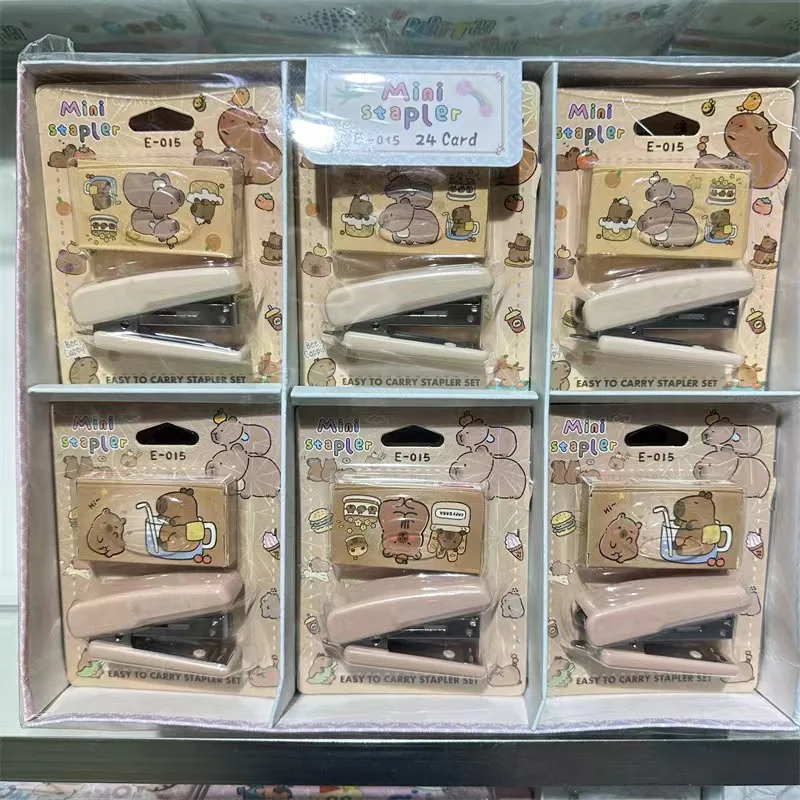 1Pcs Cute Capybara Cartoon Handheld Stapler Mini Office Stapler Set 750 Pcs Staples Include for Home School Office Business
