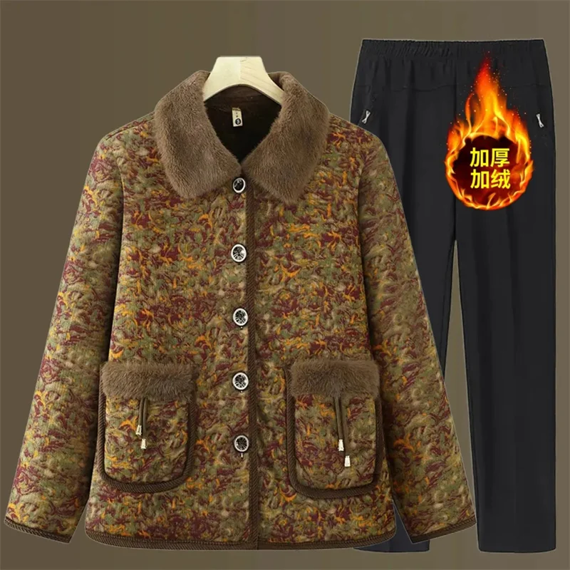 Veste d'extérieur épaisse en velours pour femmes âgées d'âge moyen, veste chaude rembourrée en coton, ample, nouvelle collection hiver 2026