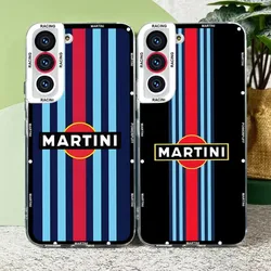 Martini Racing Horizontal Stripe Phone Case Transparent For Samsung S23 Ultra S22 S21 S20 Fe A13 A52 A53 A32 A31 A51 A22 Cover