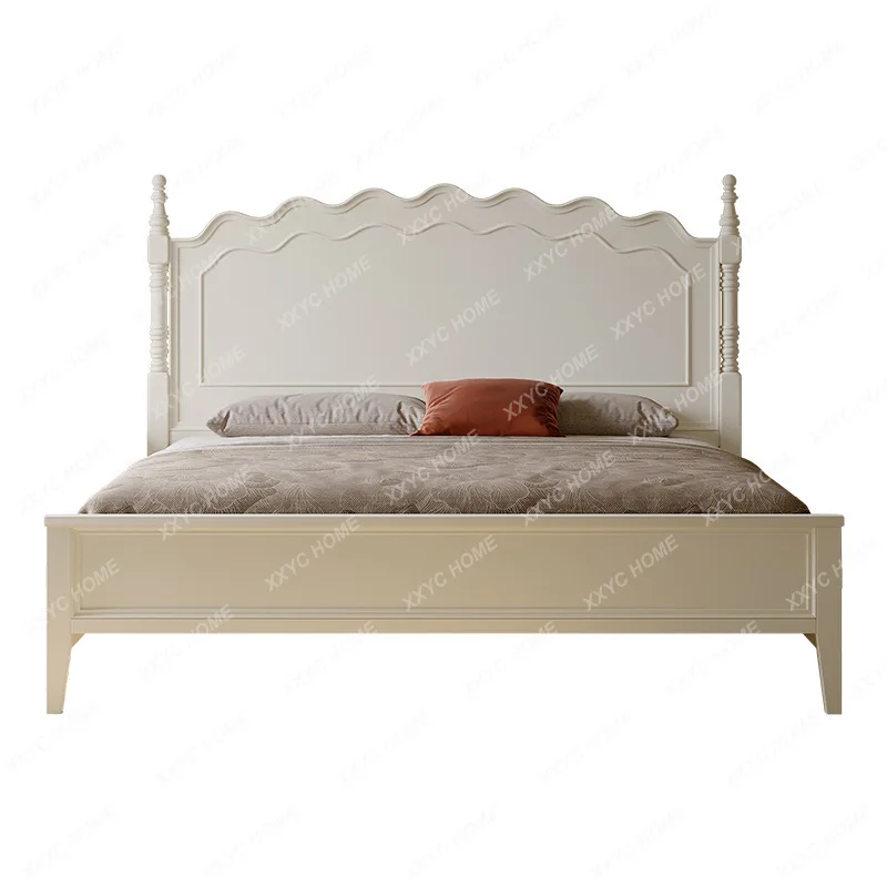 

ML cream style white solid wood master bed double premium sensual wedding bed