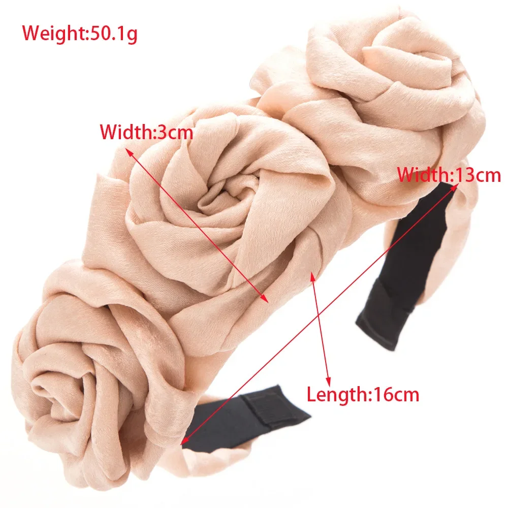 New Handmade Rose Fabric Headband Women's Retro Artificial Flower Elegant High-Grade Dance Hair Accessories