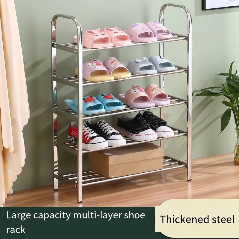 

Shoe Shelf Multi-Layer Household Stainless Steel Door Storage Shelf Dormitory Space Saving Floor Storage Shoe Shelf Organization