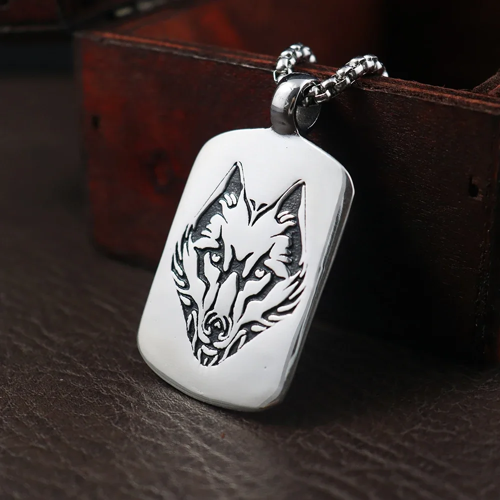 Vintage Viking Nordic Wolf Head Necklace for Men Stainless Steel Punk Animal Pendant Unique Simple Amulet Jewelry Dropshipping